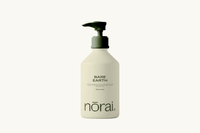 Lotion bottle labeled 'Bare Earth' by 'norai' on a white background